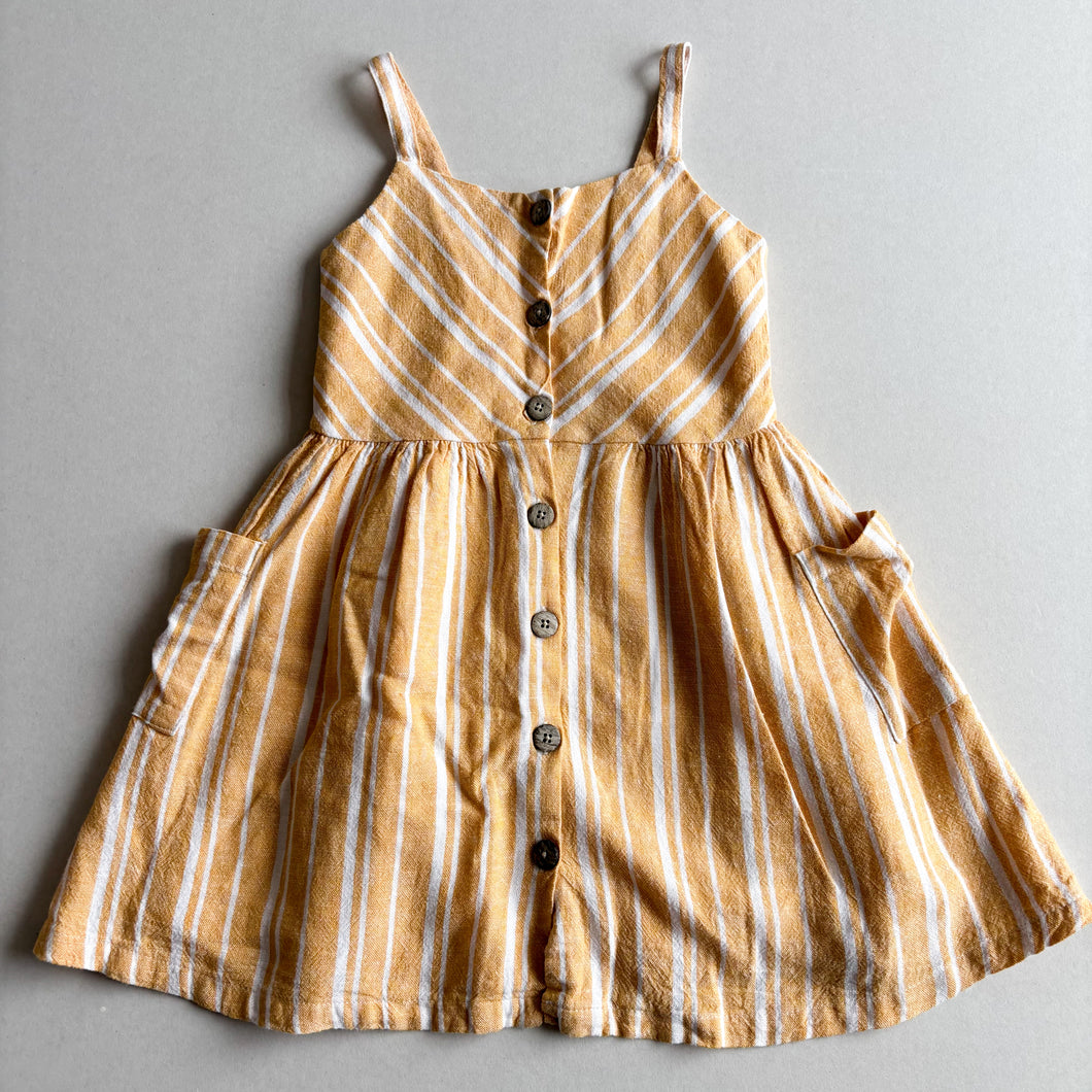 Primark Yellow Stripe Linen Mix Dress - 2-3 years