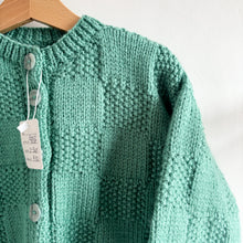 Load image into Gallery viewer, Handknit Teal Grid Knit Cardigan - 2-3 years BNWT

