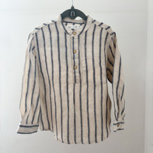 Load image into Gallery viewer, Zara Linen Stripe Grandad Shirt - 4-5 years
