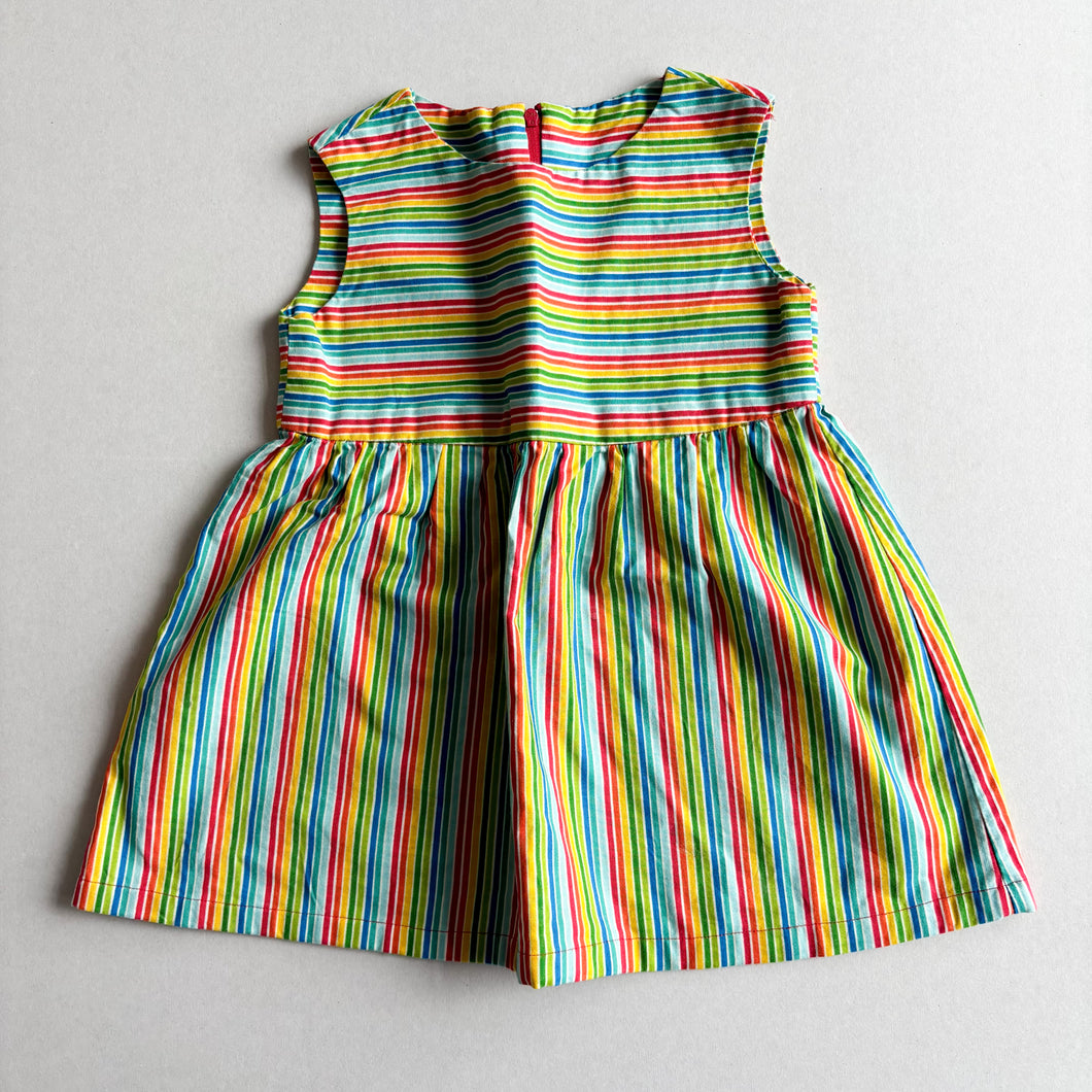 Handmade Rainbow Stripe Dress - 18-24 months