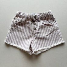 Load image into Gallery viewer, Zara Purple Stripe Denim Shorts - 3 years
