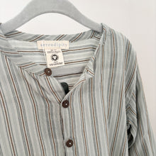 Load image into Gallery viewer, Serendipity Green Stripe Organic Cotton Shirt - 7 years
