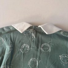 Load image into Gallery viewer, Kapbula Organics Green Faces Sweater with Collar - 6-7 years - BNWT
