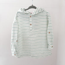 Load image into Gallery viewer, Zara Green Stripe Hooded Shirt - 2-3 years
