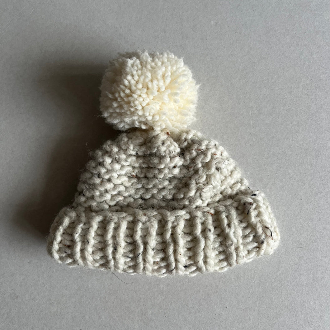 Handknit Bobble Hat - 0-6 months