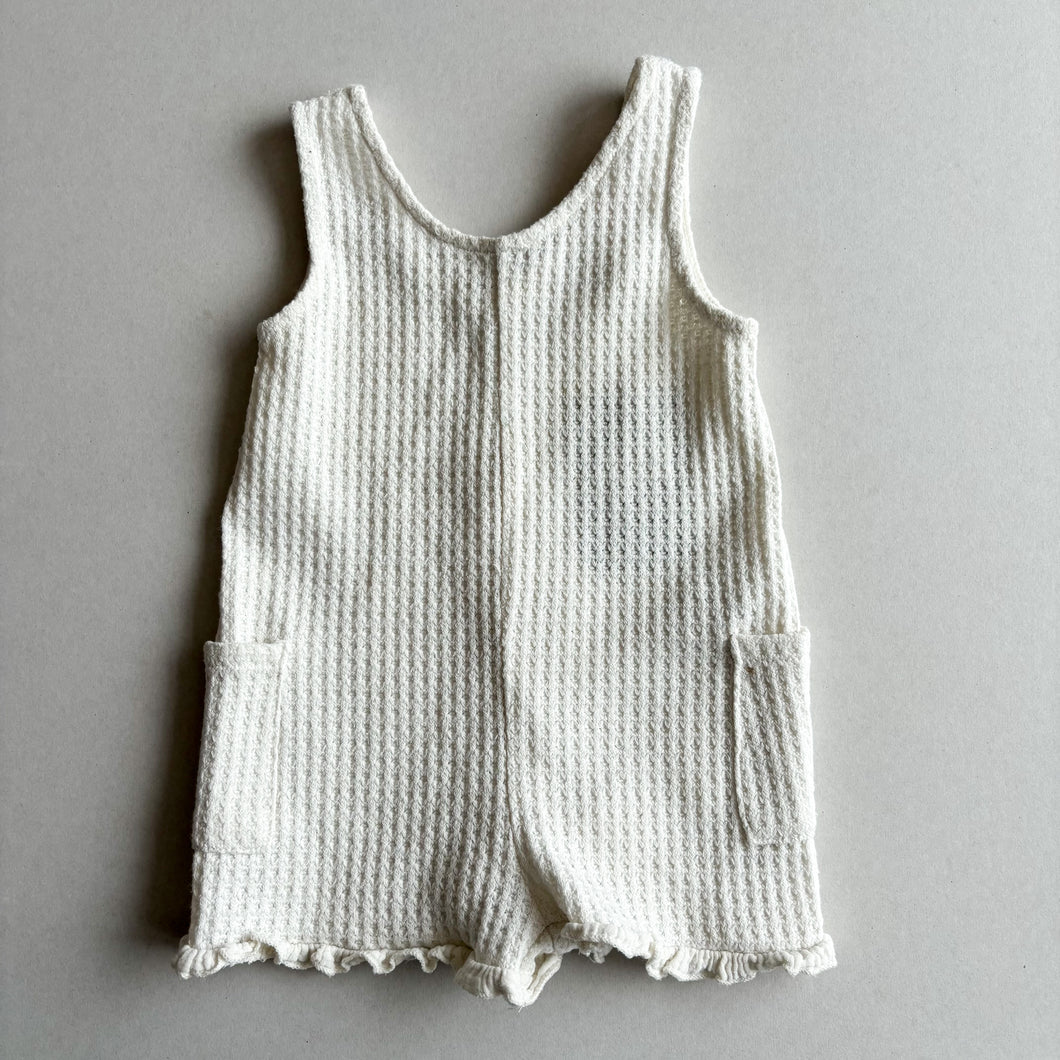 Zara Cream Waffle Short Playsuit - 12-18 months