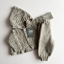 Load image into Gallery viewer, Handknit Khaki Cardigan &amp; Trousers - 0-6 months
