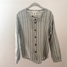 Load image into Gallery viewer, Serendipity Green Stripe Organic Cotton Shirt - 7 years
