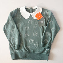 Load image into Gallery viewer, Kapbula Organics Green Faces Sweater with Collar - 6-7 years - BNWT
