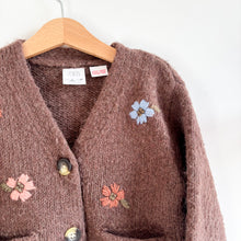 Load image into Gallery viewer, Zara Brown Wool Mix Embroidered Flower Cardigan - 3 years
