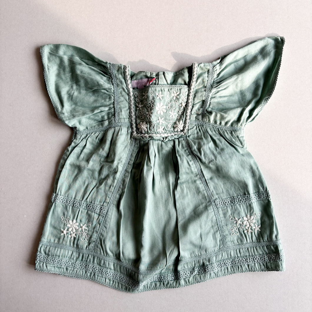 Monsoon Turquoise Embroidered Smock - 2-3 years