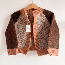 Load image into Gallery viewer, Handknit Arden Cardigan - Brown &amp; Peach - 2-3 years BNWT
