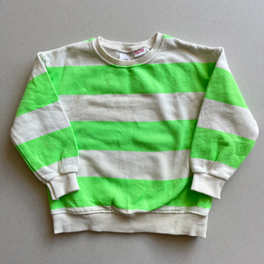 Zara Neon Green Stripe Sweater - 18-24 months