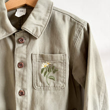 Load image into Gallery viewer, H&amp;M Green Denim Overshirt with Flower Detail - 2-3 years
