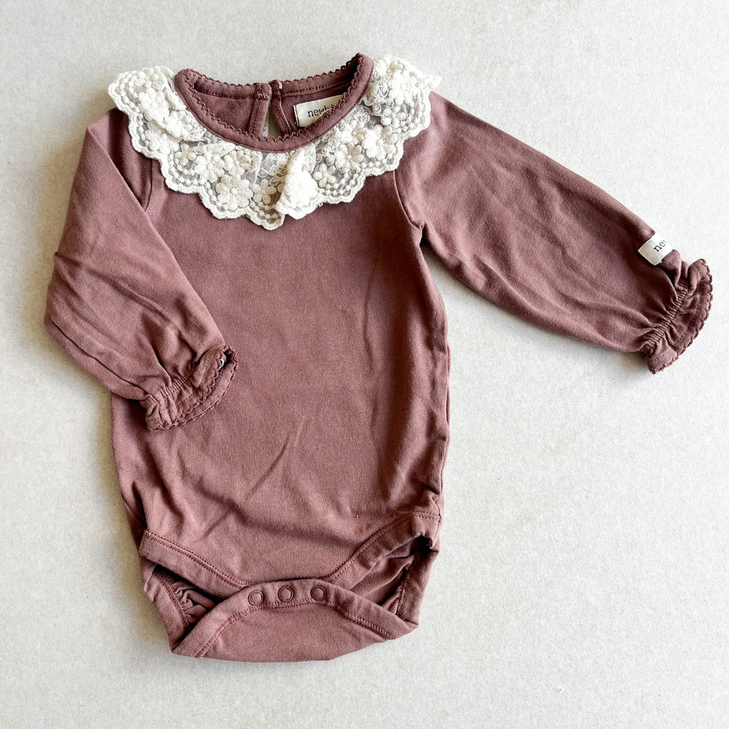 Newbie Mauve Collar Bodysuit - 2-4 months