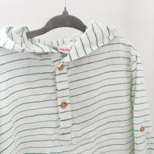 Load image into Gallery viewer, Zara Green Stripe Hooded Shirt - 2-3 years
