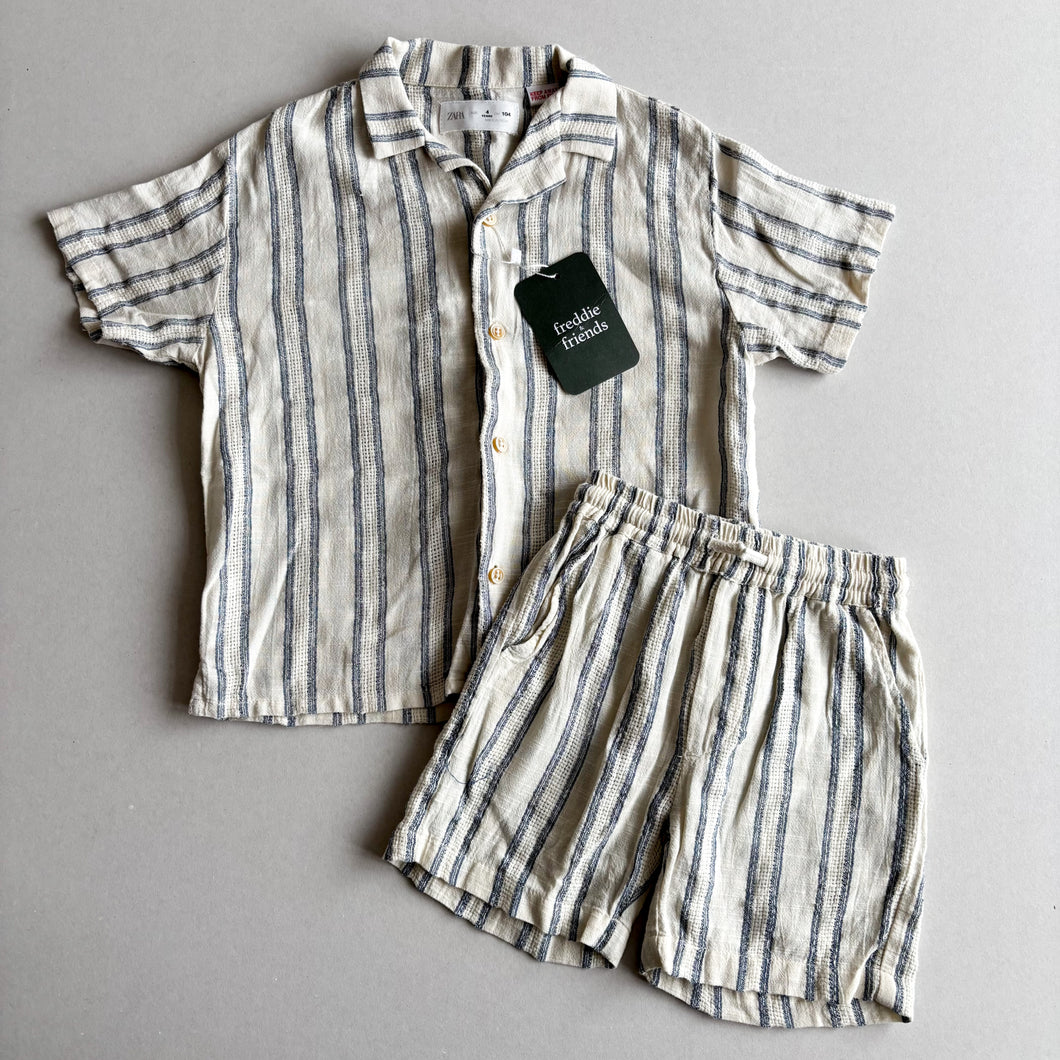 Zara White & Blue Stripe Set - 4 years