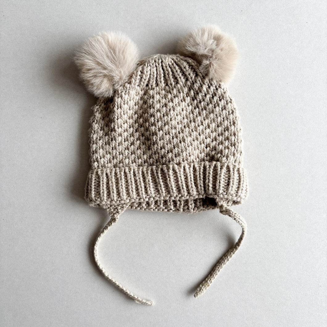 Zara Beige Pom Pom Hat - 6 months