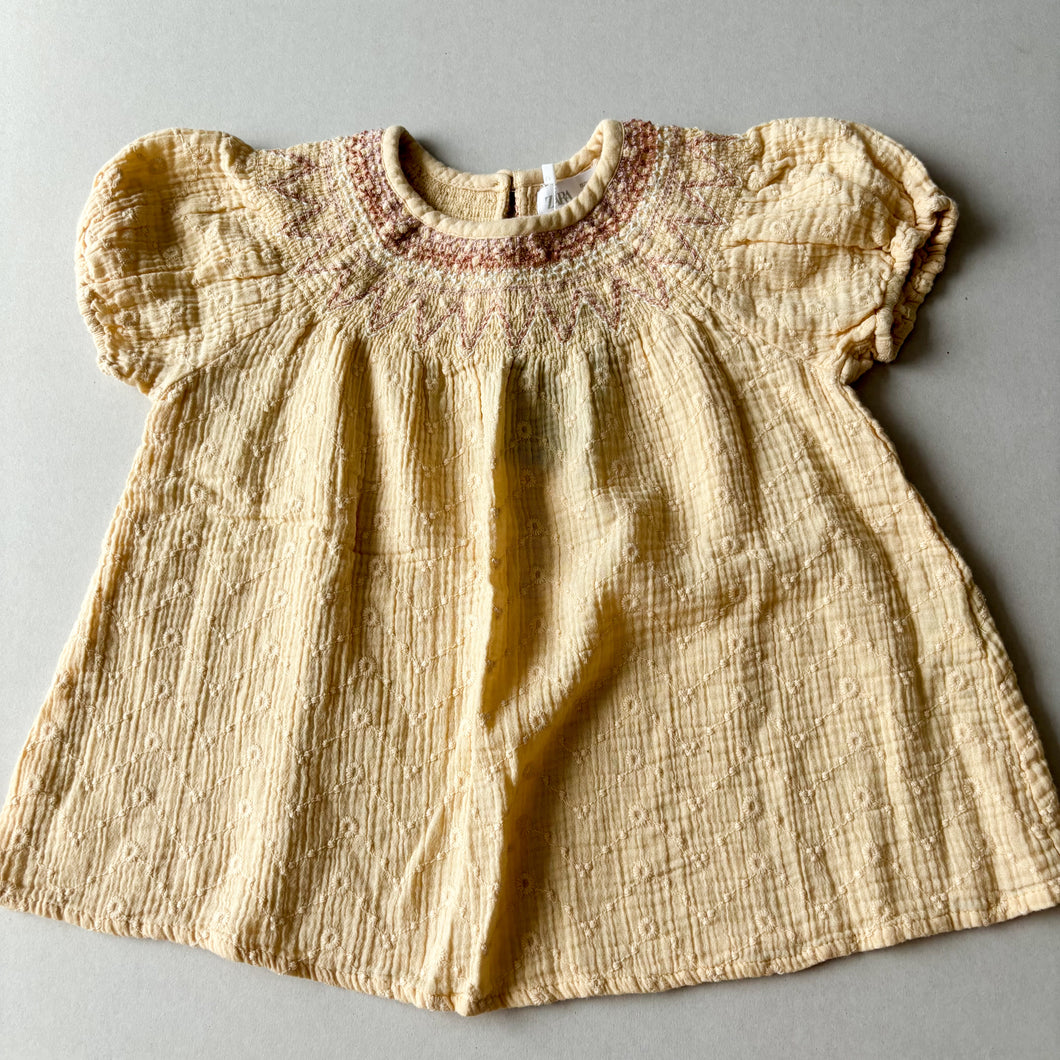 Zara Yellow Smock - 9-12 months