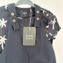 Load image into Gallery viewer, M&amp;S Grey Short Dunagree &amp; T-shirt set - 2-3 years
