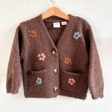 Load image into Gallery viewer, Zara Brown Wool Mix Embroidered Flower Cardigan - 3 years
