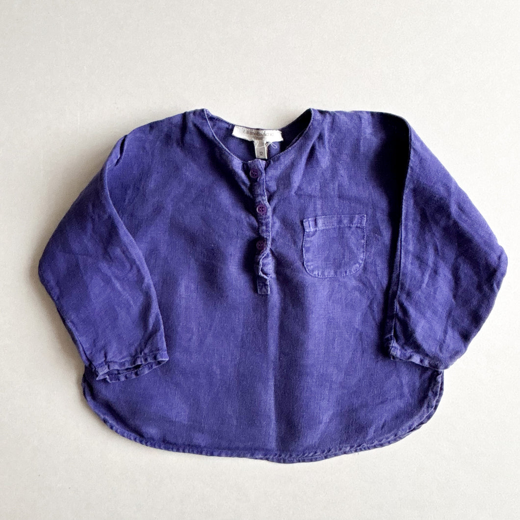 Caramel Purple Long Sleeve Blouse - 12 months