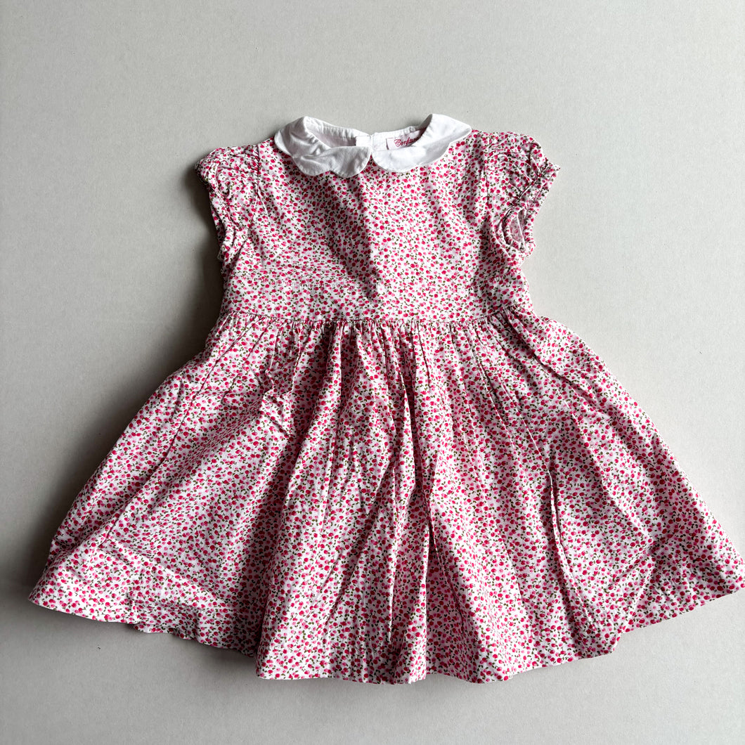 Confiture Pink Floral Dress with tie - 12-18 months