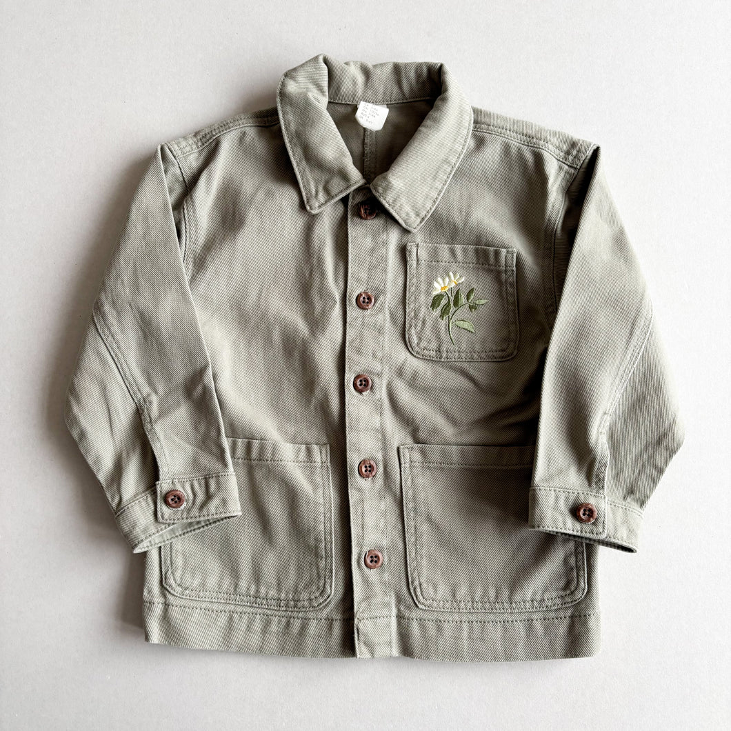 H&M Khaki Embroidered Shacket - 3-4 years