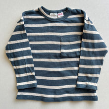 Load image into Gallery viewer, Zara Fineknit Blue Stripe Long Sleeve Top - 18-24 months
