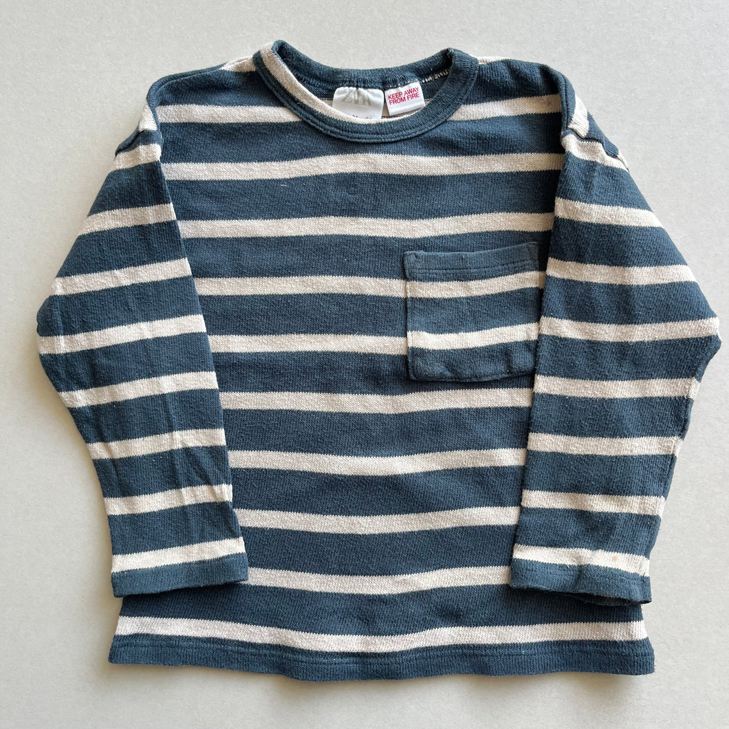 Zara Fineknit Blue Stripe Long Sleeve Top - 18-24 months