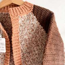 Load image into Gallery viewer, Handknit Arden Cardigan - Brown &amp; Peach - 2-3 years BNWT
