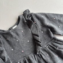 Load image into Gallery viewer, H&amp;M Grey Dot Knit Dress - 9-12 Months
