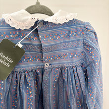 Load image into Gallery viewer, Vintage Long Sleeve Blue Floral Collar Dress - 2-3 years
