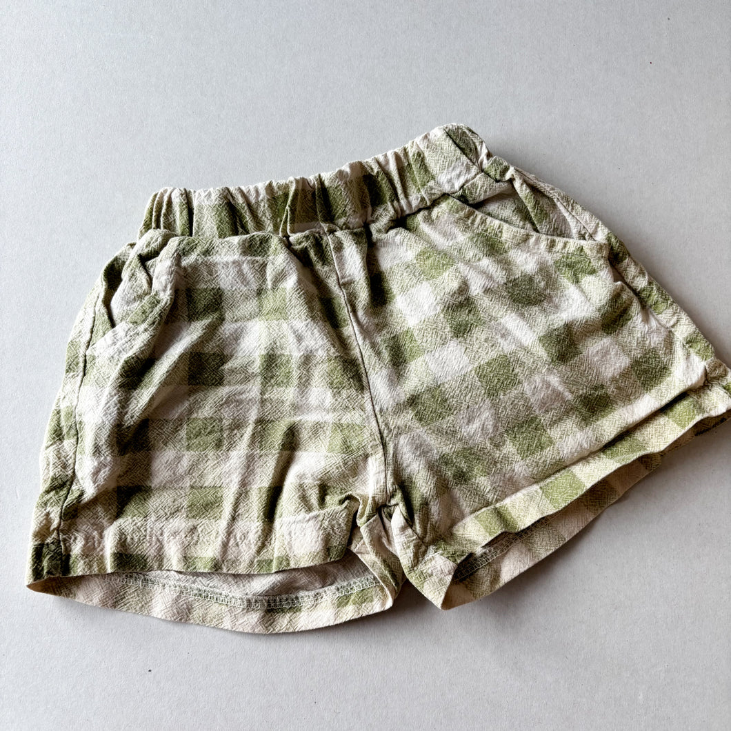 Korean Green Gingham Shorts - 6-12 months