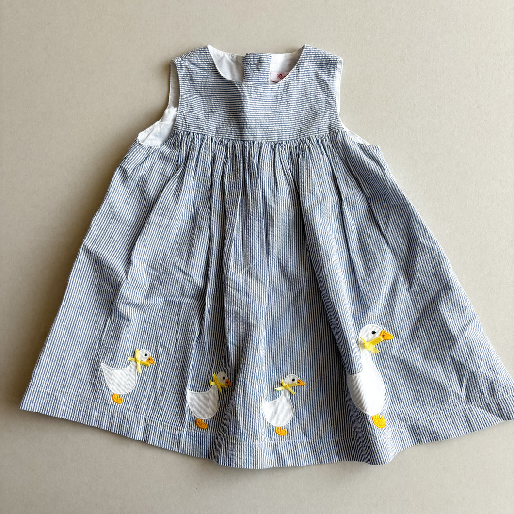 Confiture Blue Stripe Duck Sleeveless Dress - 12-18 months