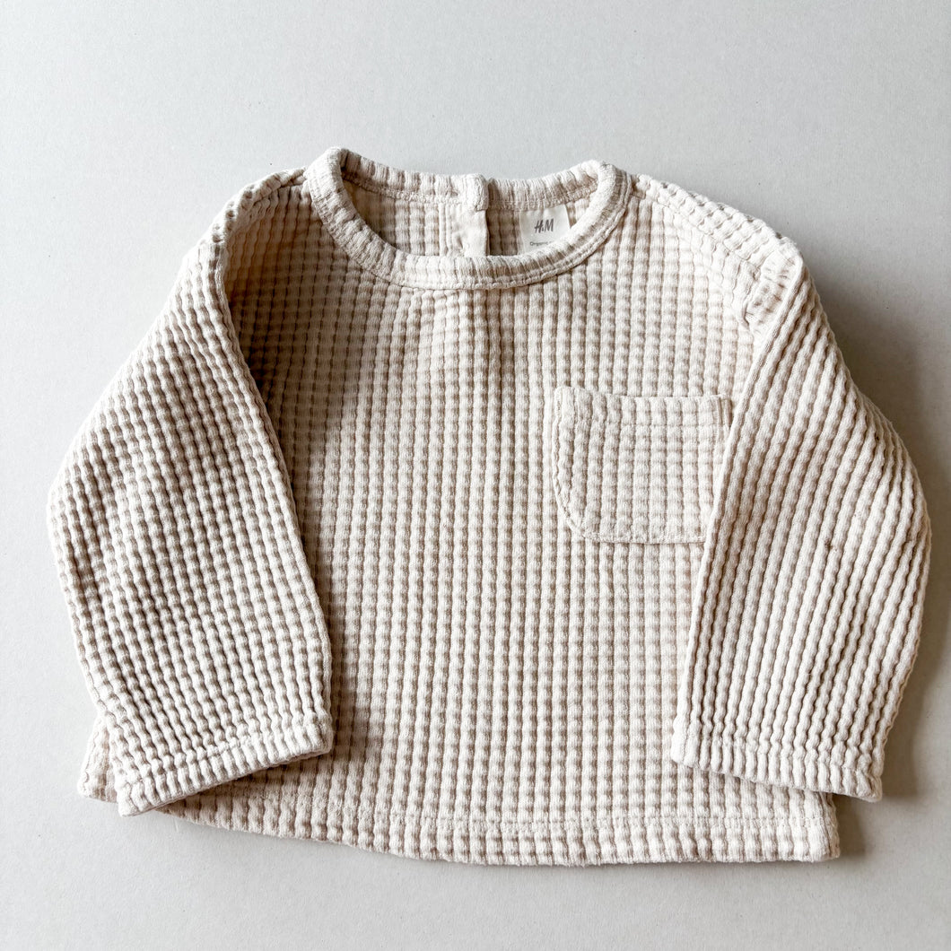 H&M Cream Waffle Jumper - 6-9 months