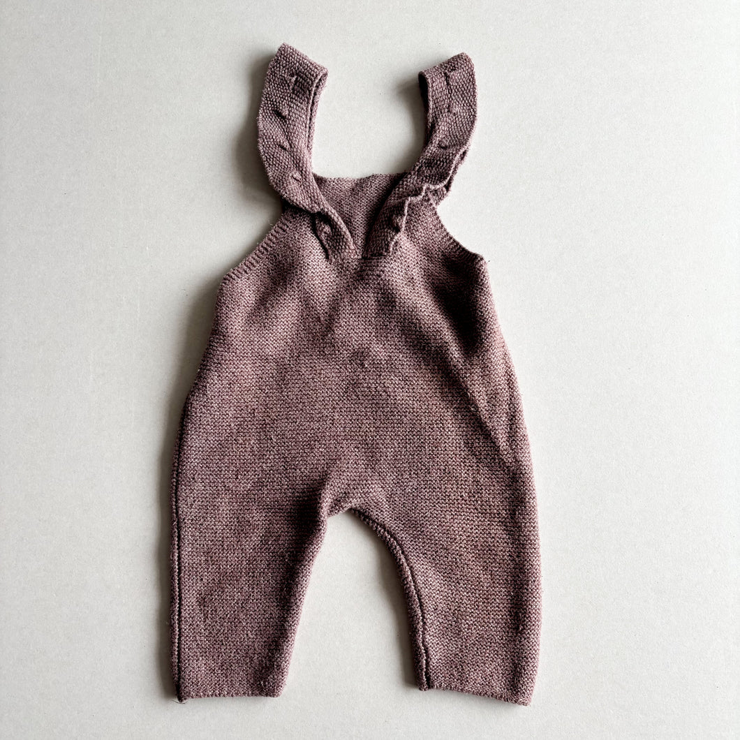 Zara Mauve Knit Dungarees - 1-3 months