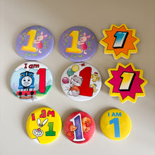 Load image into Gallery viewer, Vintage 1st Birthday Badges
