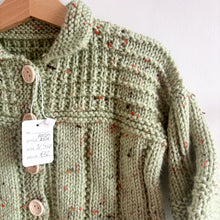 Load image into Gallery viewer, Handknit Green Aran Knit Cardigan - 3-4 years BNWT
