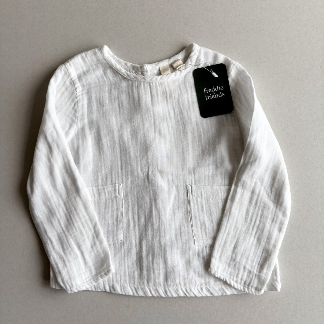 Little Cotton Clothes White long sleeve blouse - 5-6 years