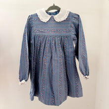 Load image into Gallery viewer, Vintage Long Sleeve Blue Floral Collar Dress - 2-3 years
