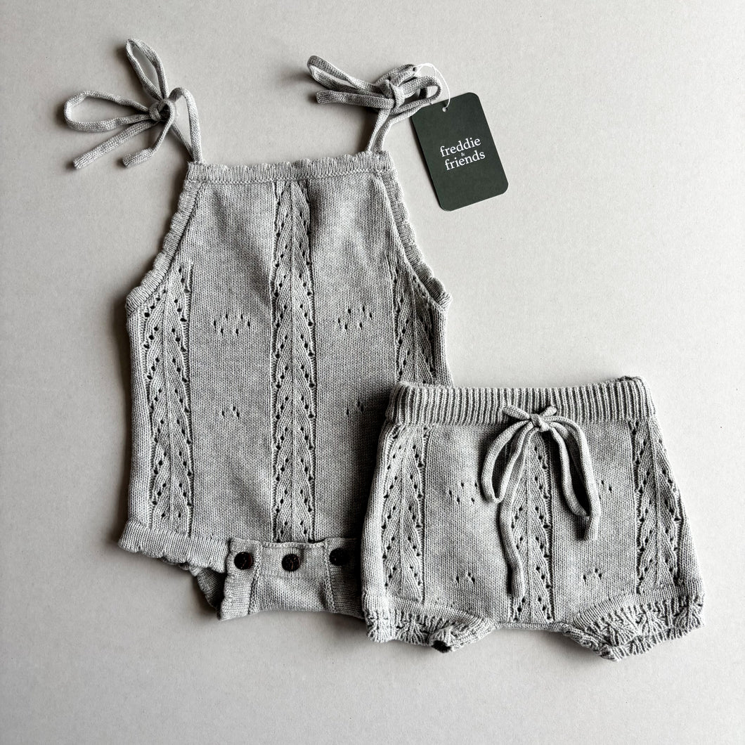 Grey Romper with Shorts - 12-18 months
