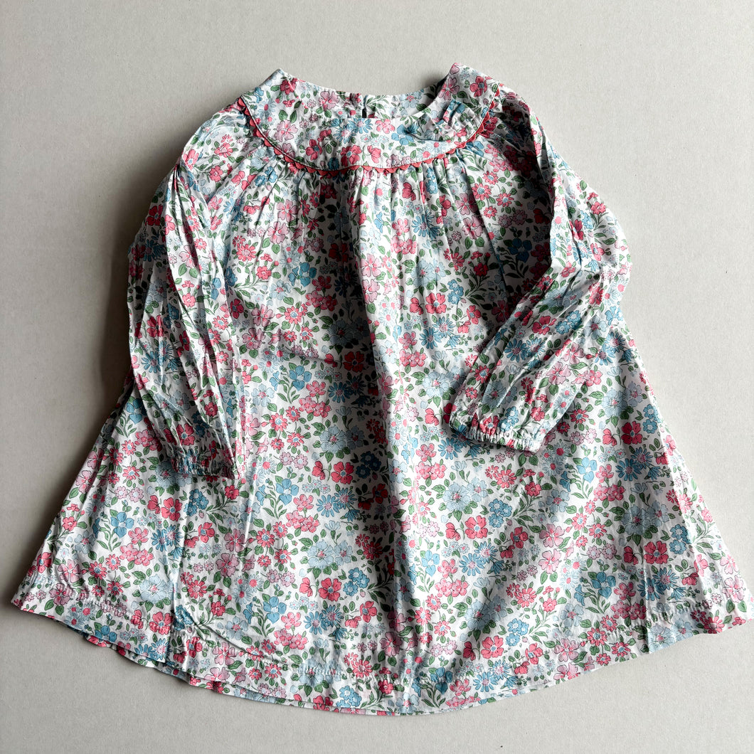 Lily Rose Pink & Blue Floral Long Sleeve Dress - 12-18 months