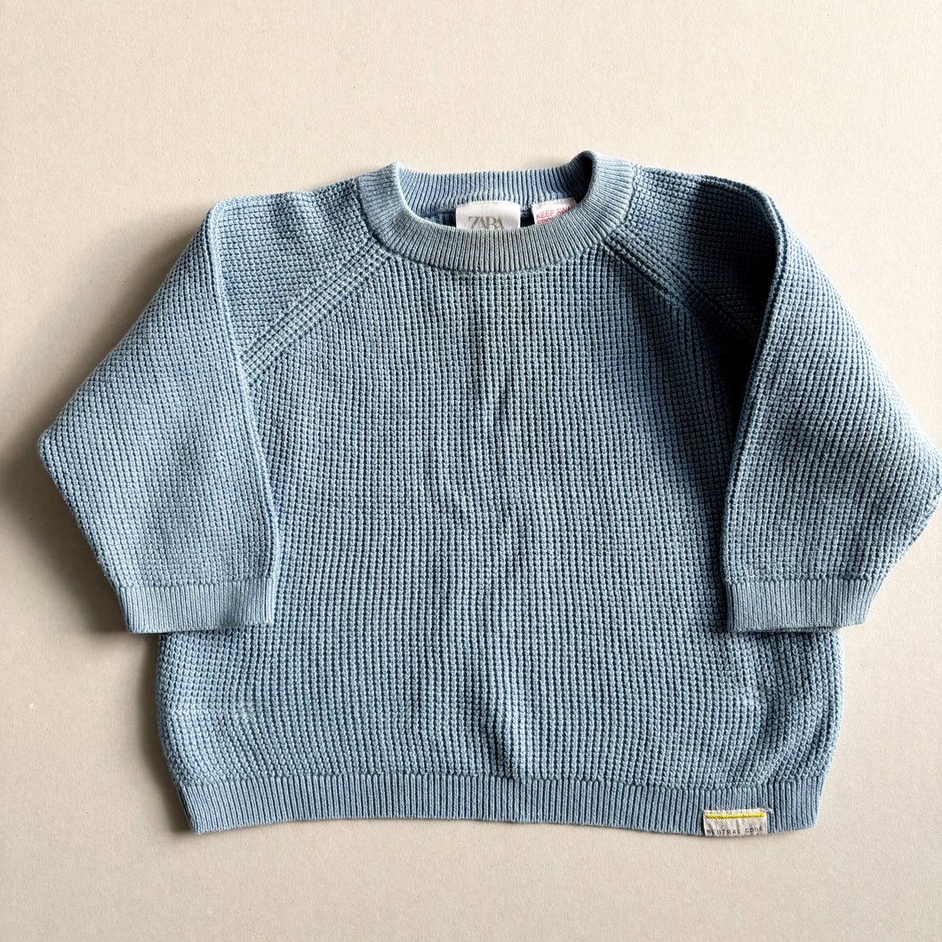 Zara Blue Fisherman Knit Jumper - 12-18 months