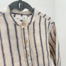 Load image into Gallery viewer, Zara Linen Stripe Grandad Shirt - 4-5 years
