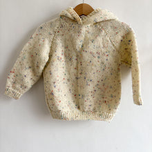 Load image into Gallery viewer, Handknit Cream Speckle Hooded Jumper - 1-2 years
