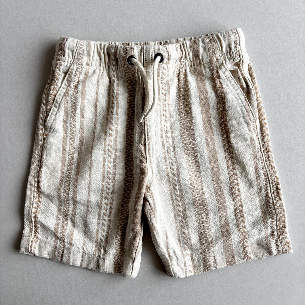 Next Cream & Brown Pattern Shorts - 4 years