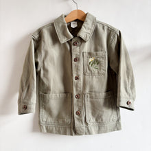 Load image into Gallery viewer, H&amp;M Green Denim Overshirt with Flower Detail - 2-3 years
