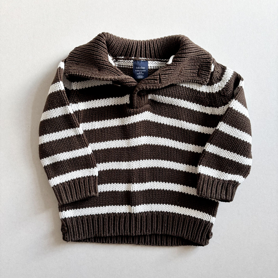 GAP Brown Stripe Knit Jumper - 12-18 months