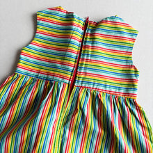 Load image into Gallery viewer, Handmade Rainbow Stripe Dress - 18-24 months
